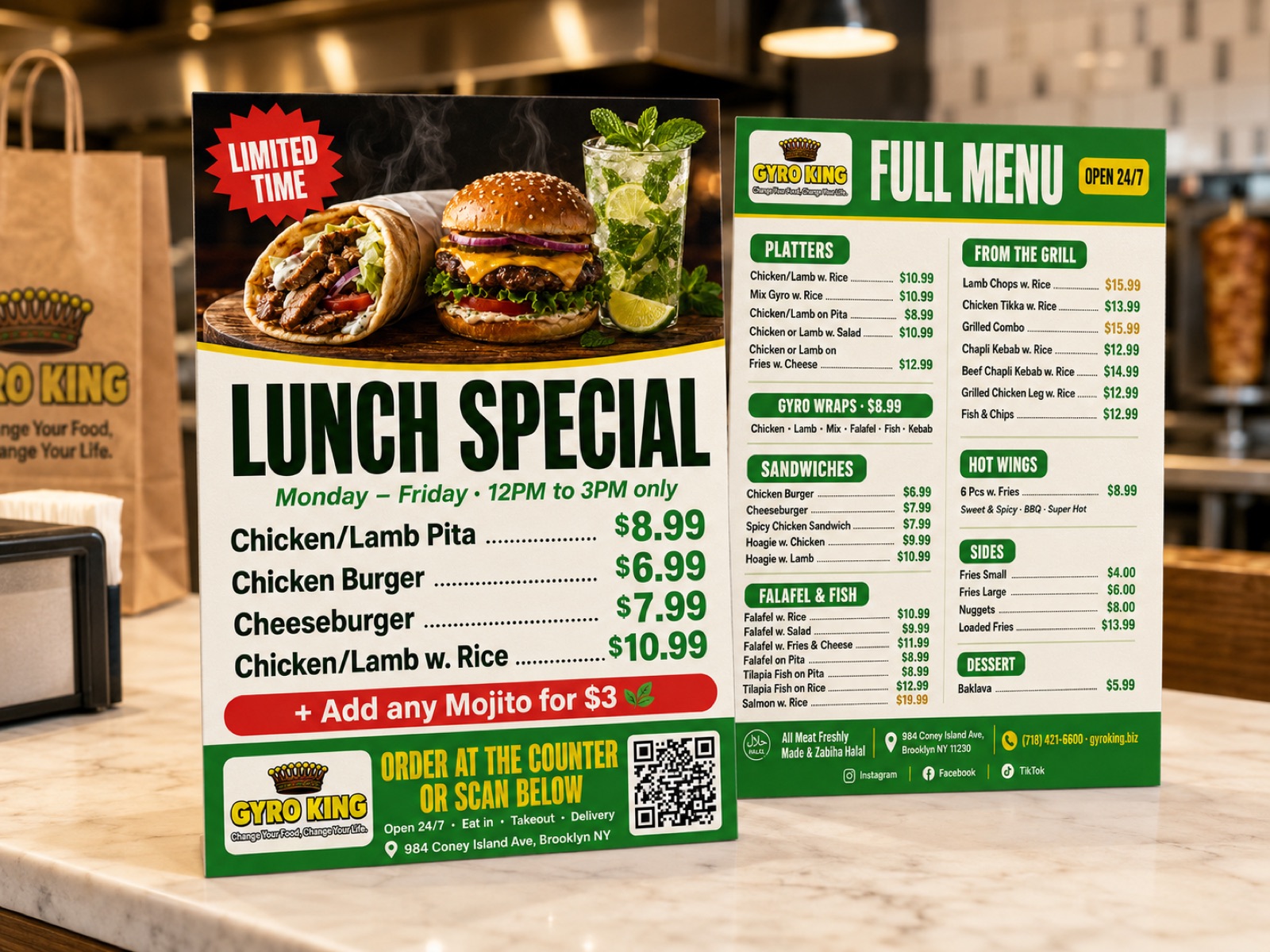 Gyro King menu & lunch-special flyers