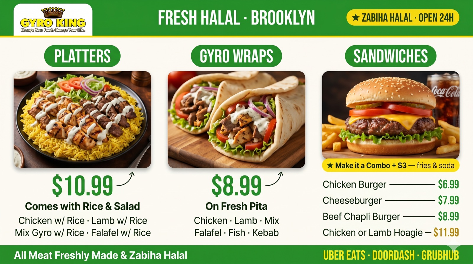 TV menu board for Gyro King
