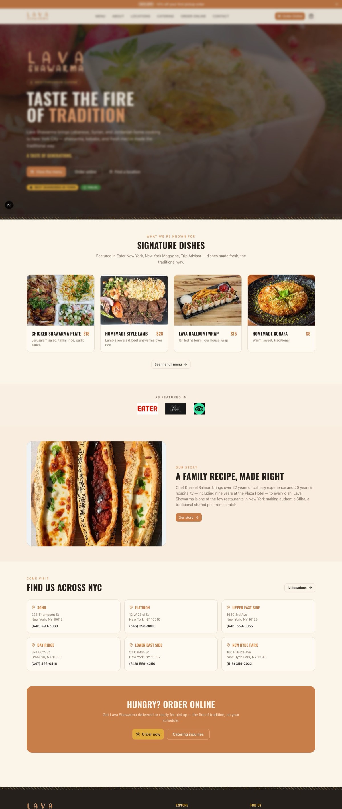 The Lava Shawarma website